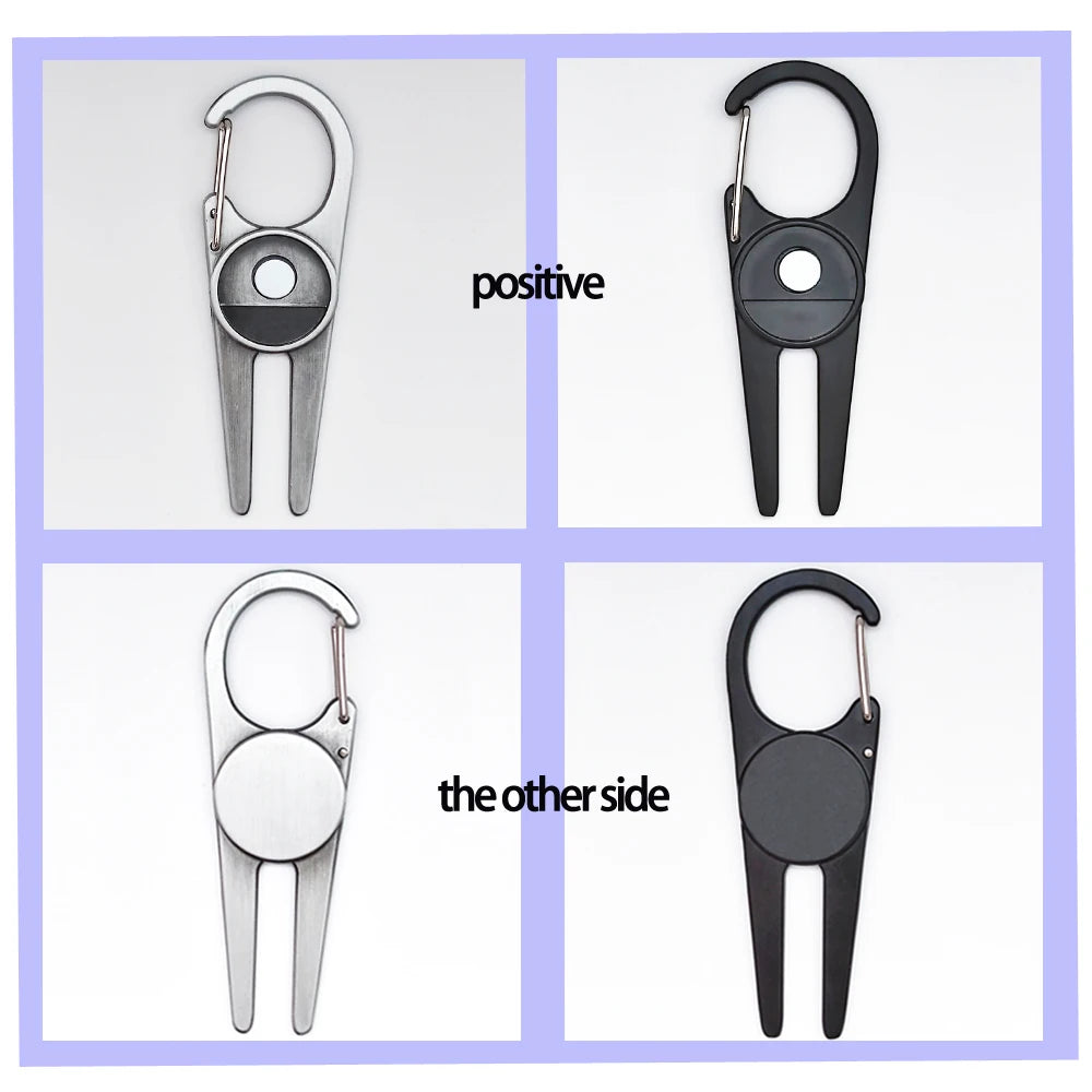 New Golf Ball Divot Repair Tool Clasp Golf Accessories Smile Golf Black Slivery Adapt 24Mm Marker Gift for Golfer Repair Fork