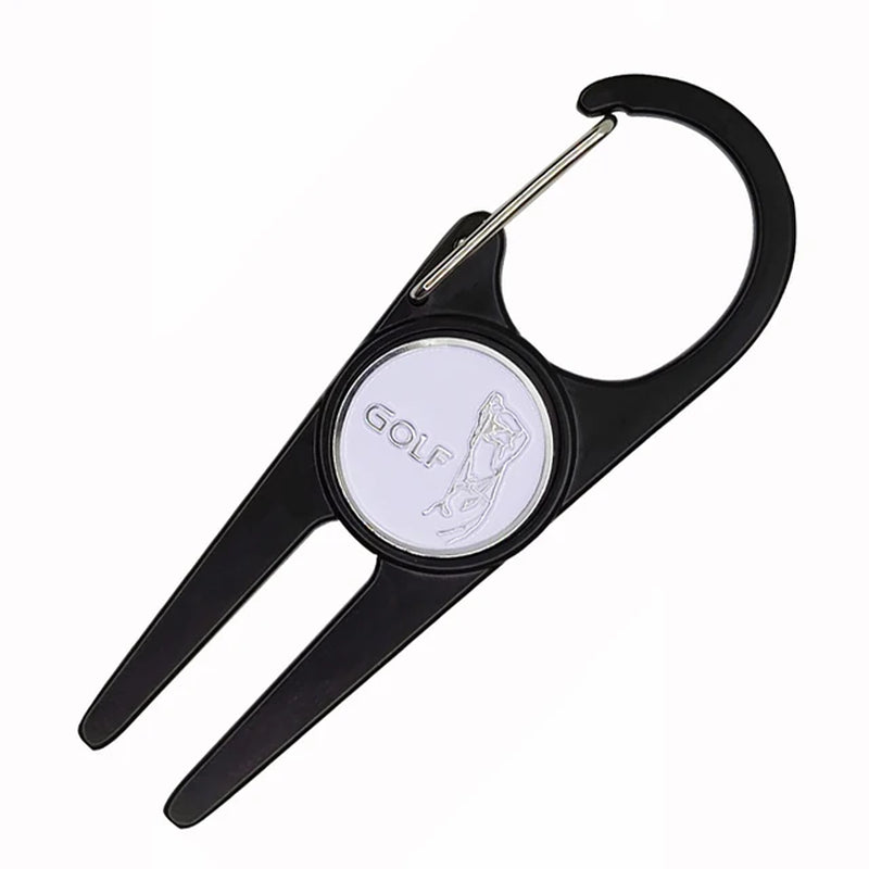 New Golf Ball Divot Repair Tool Clasp Golf Accessories Smile Golf Black Slivery Adapt 24Mm Marker Gift for Golfer Repair Fork